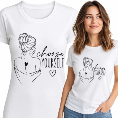 Koszulka damska z kobiecym line artem „Choose yourself”
