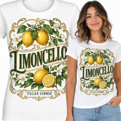 Koszulka damska z cytrynami „Limoncello” - włoskie lato w stylu retro