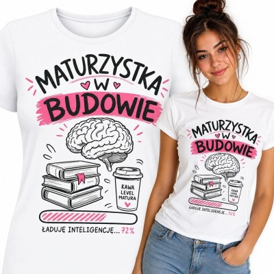 Koszulka damska dla maturzystki „Maturzystka w budowie” - humorystyczny motyw nauki