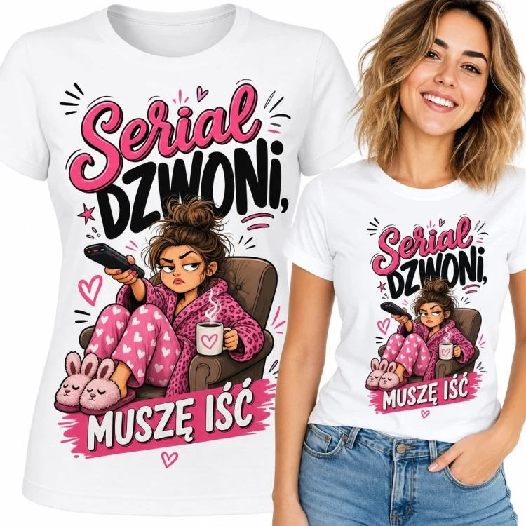 Koszulka damska „Serial dzwoni, muszę iść” - dla miłośniczki seriali