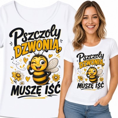 Koszulka damska dla pszczelarki „Pszczoły dzwonią, muszę iść” - zabawna pszczoła