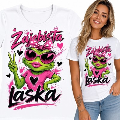 Koszulka damska z żabą i napisem „Zajebista laska” - zabawny nadruk
