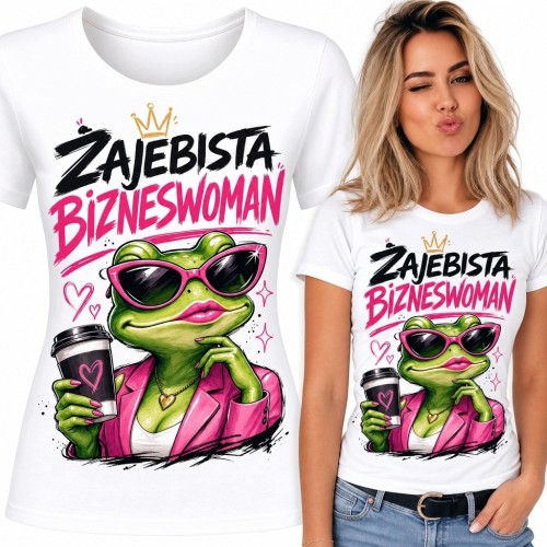 Koszulka damska z żabą „Zajebista bizneswoman” - humorystyczny nadruk
