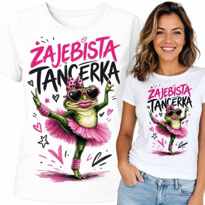 Koszulka damska z żabą baletnicą „Żajebista tancerka”