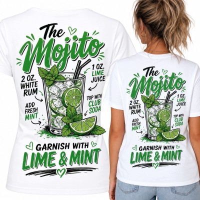 Koszulka damska z recepturą mojito „The Mojito” - nadruk na plecach