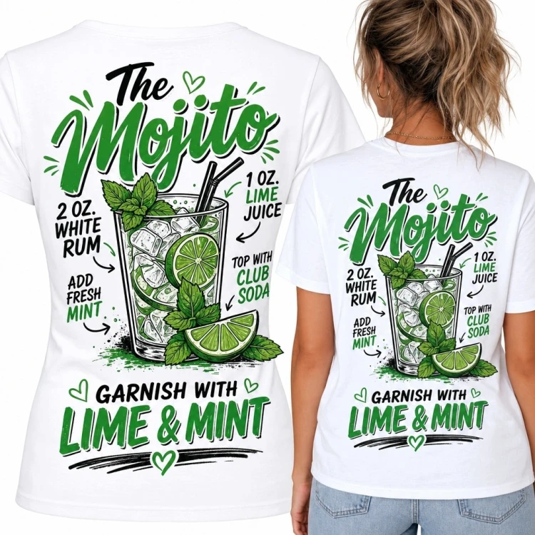 Koszulka damska z recepturą mojito „The Mojito” - nadruk na plecach