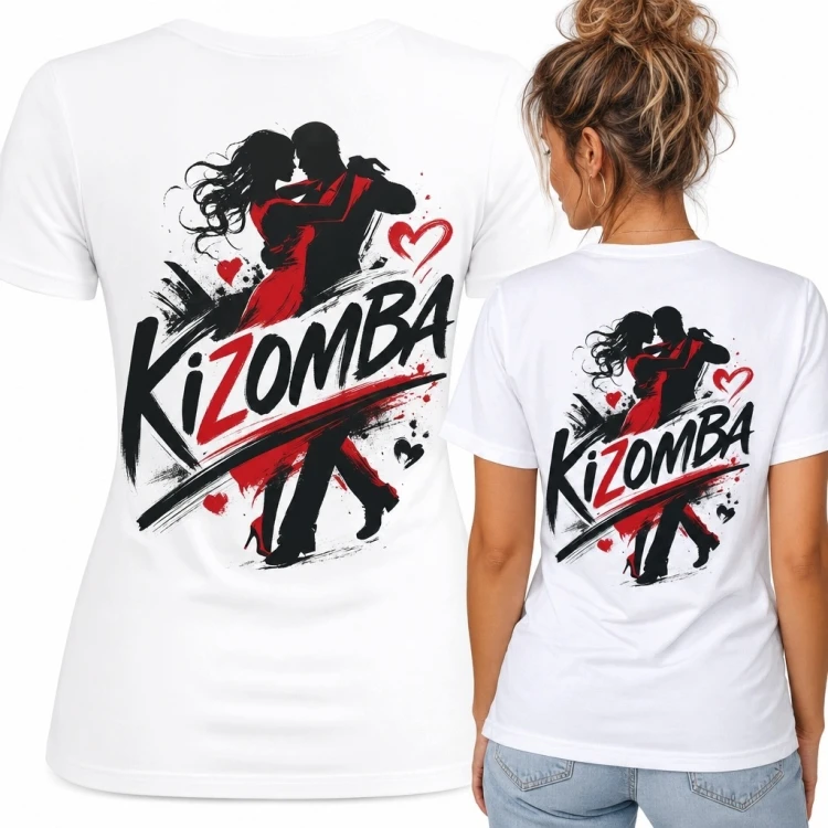 Koszulka damska „Kizomba” z tańczącą parą - dla tancerki