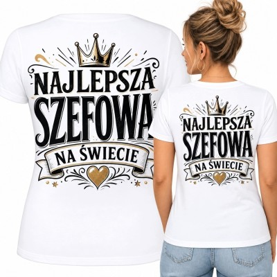 Koszulka damska dla szefowej „Najlepsza szefowa na świecie” - z koroną i sercem