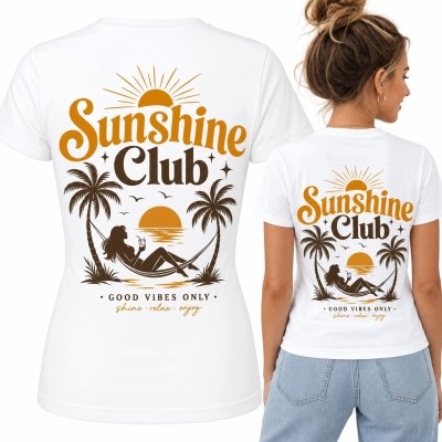 Koszulka damska „Sunshine Club” - tropikalny relaks w hamaku