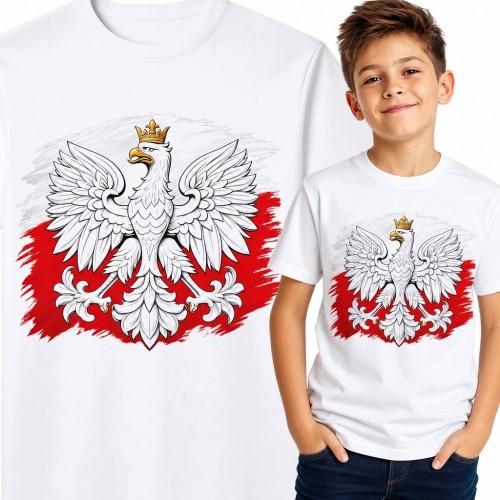 Koszulka chłopięca z Orłem Białym w koronie - patriotyczny motyw