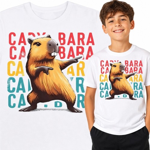 Koszulka chłopięca z kapibarą i napisem „Capybara” - kolorowy nadruk