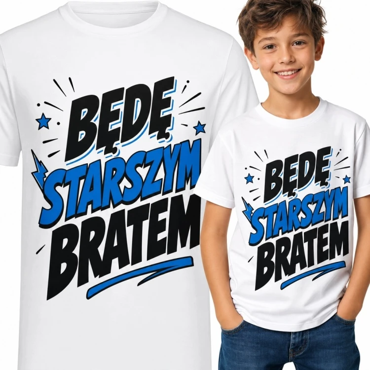 Koszulka chłopięca „Będę starszym bratem” - komiksowy nadruk rodzinny