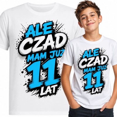 Koszulka chłopięca na 11 urodziny „Ale czad mam już 11 lat” - komiksowy wzór