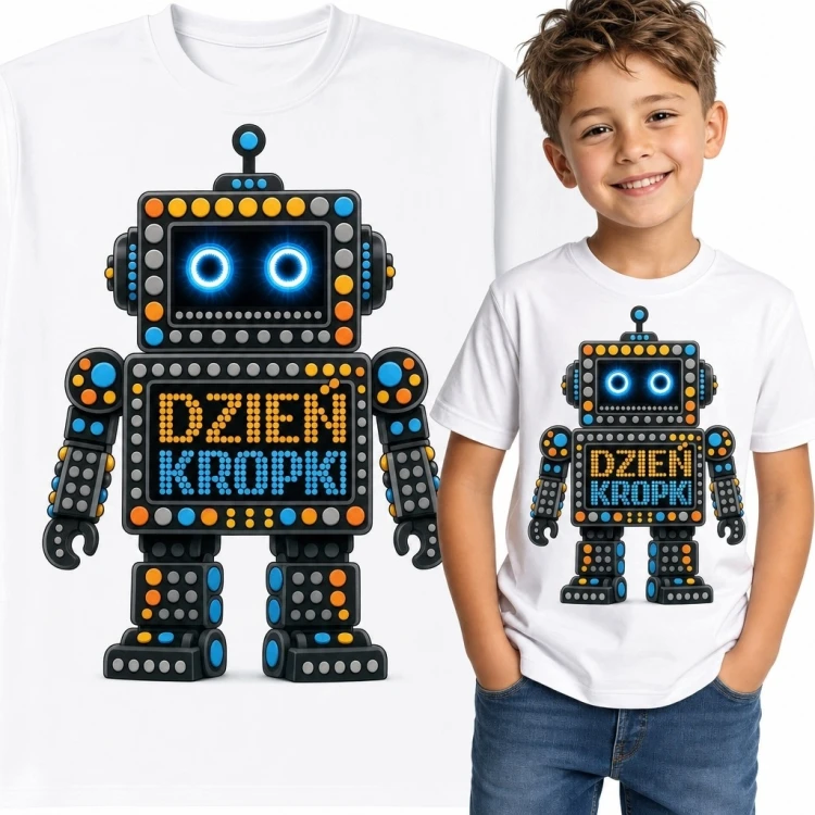 Koszulka chłopięca z robotem na Dzień Kropki „Dzień Kropki”