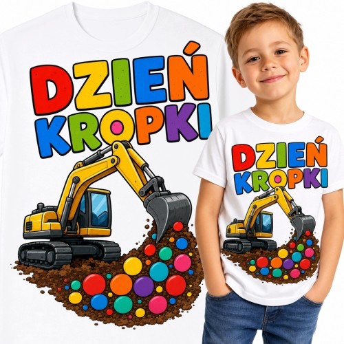 Koszulka chłopięca z koparką na Dzień Kropki - „Dzień Kropki”