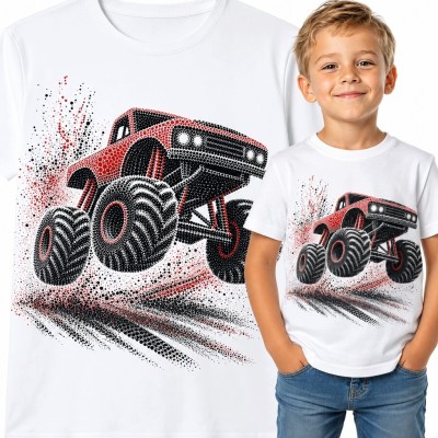 Koszulka chłopięca z monster truckiem - dynamiczny motyw off-road