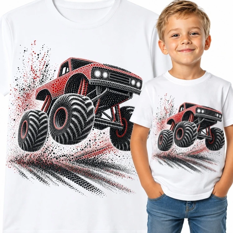 Koszulka chłopięca z monster truckiem - dynamiczny motyw off-road