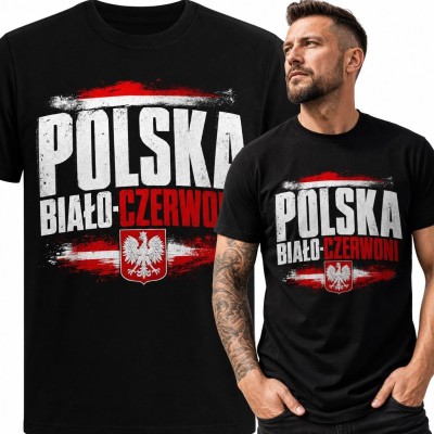 Koszulka męska patriotyczna „Polska Biało-czerwoni” z orłem
