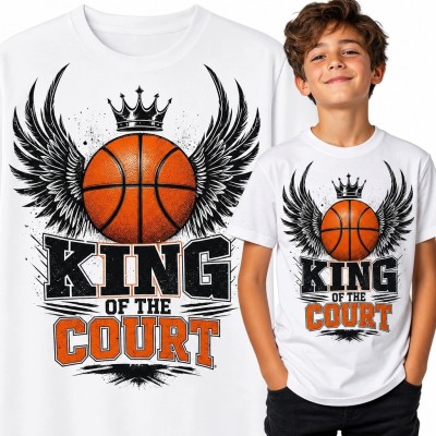Koszulka chłopięca z piłką do koszykówki - „King of the Court”