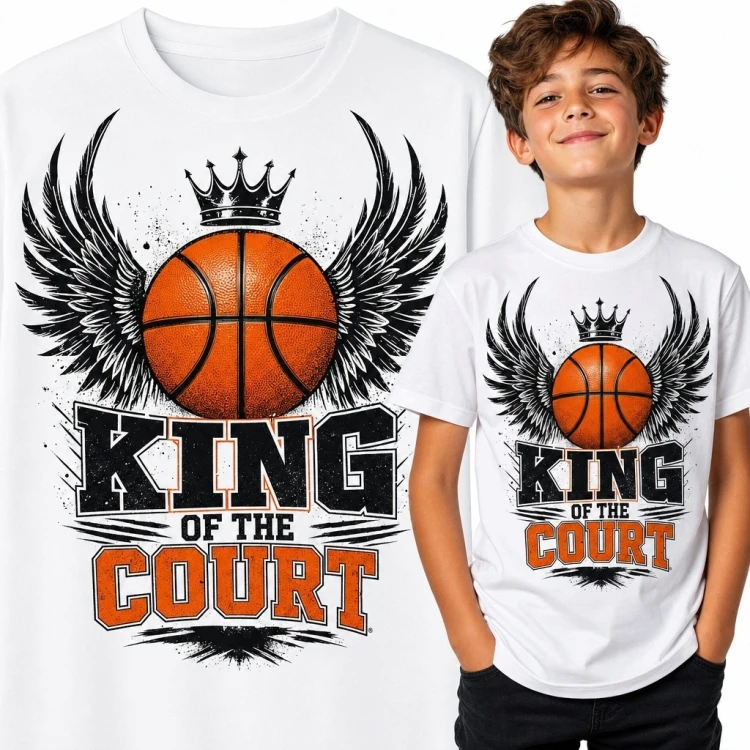 Koszulka chłopięca z piłką do koszykówki - „King of the Court”