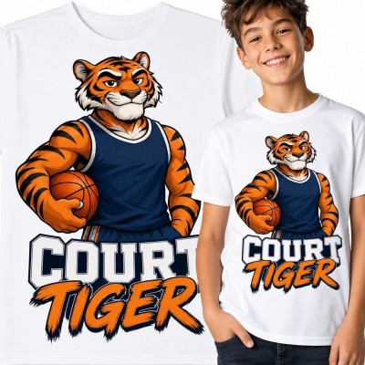 Koszulka chłopięca z tygrysem-koszykarzem „Court Tiger”