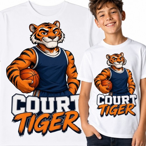 Koszulka chłopięca z tygrysem-koszykarzem „Court Tiger”
