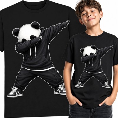 Koszulka chłopięca z pandą wykonującą dab - streetwearowy nadruk