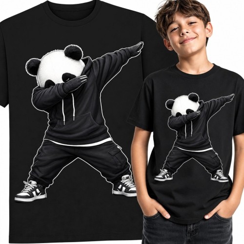 Koszulka chłopięca z pandą wykonującą dab - streetwearowy nadruk