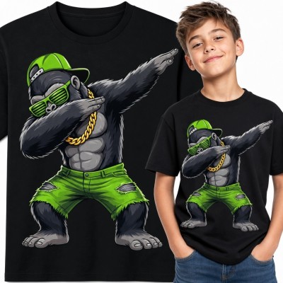 Koszulka chłopięca z gorillą wykonującą dab - motyw streetwearowy