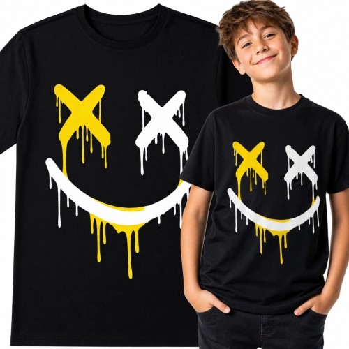 Koszulka chłopięca z buźką graffiti i oczami X - streetwear