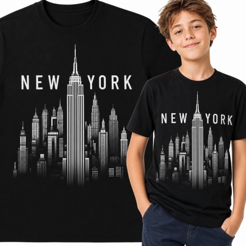 Koszulka chłopięca z panoramą Nowego Jorku „New York” - Empire State Building