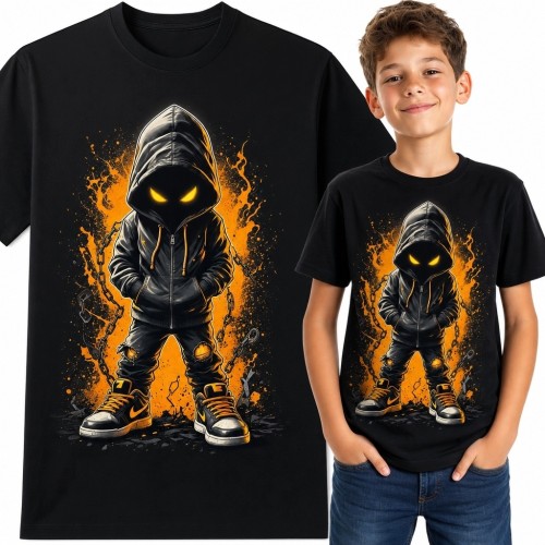 Koszulka chłopięca z tajemniczą postacią - mroczny streetwear