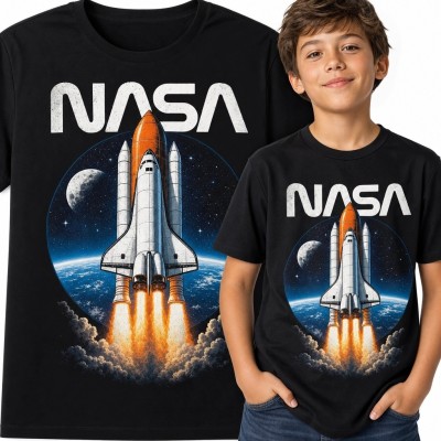 Koszulka chłopięca „NASA” - start wahadłowca nad Ziemią
