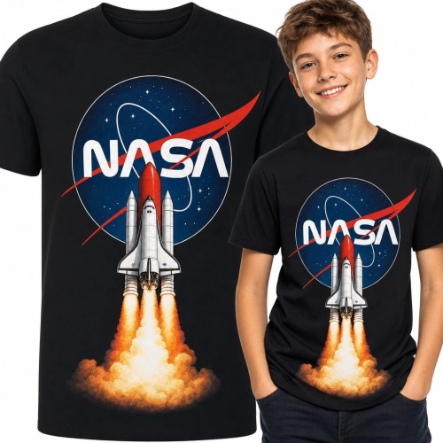 Koszulka chłopięca ze startującym wahadłowcem i napisem „NASA” - kosmos