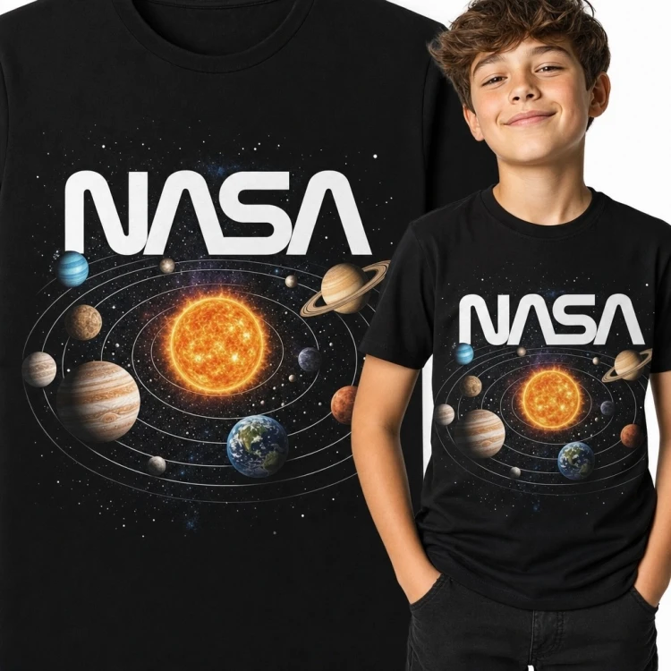 Koszulka chłopięca z Układem Słonecznym „NASA” - planety i gwiazdy
