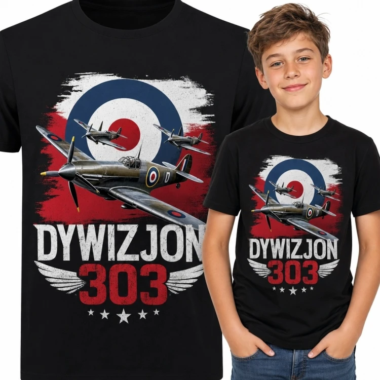 Koszulka chłopięca „Dywizjon 303” - historyczne samoloty myśliwskie