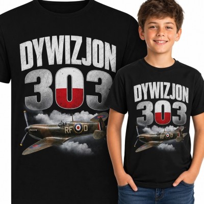 Koszulka chłopięca z samolotem „Dywizjon 303” - patriotyczny wzór