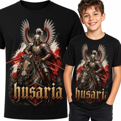 Koszulka chłopięca z husarzem na koniu „Husaria” - patriotyczny wzór
