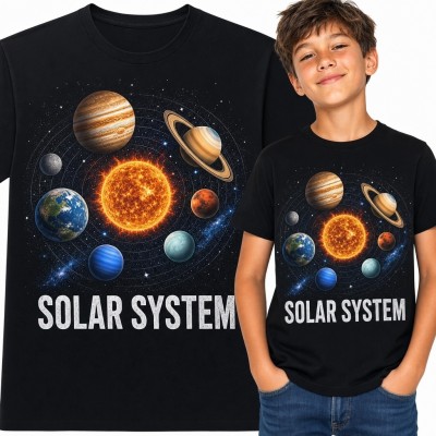 Koszulka chłopięca z Układem Słonecznym „Solar System” - kosmos i planety