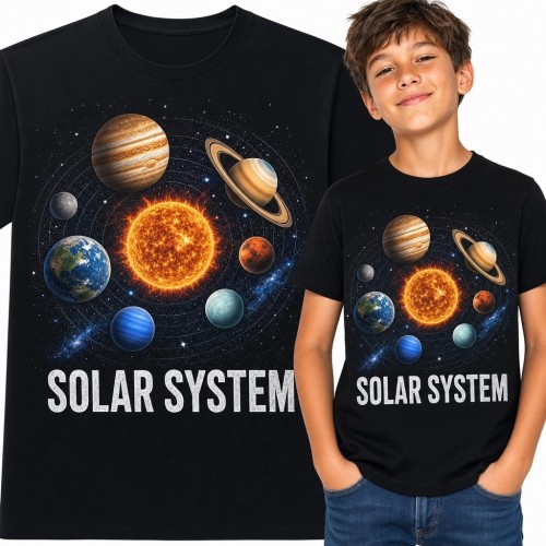Koszulka chłopięca z Układem Słonecznym „Solar System” - kosmos i planety