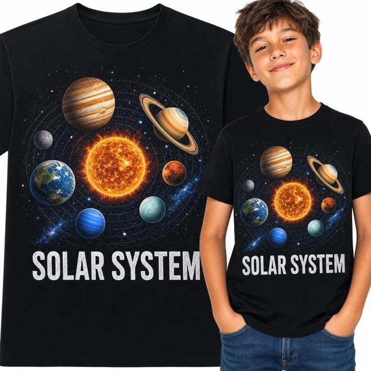 Koszulka chłopięca z Układem Słonecznym „Solar System” - kosmos i planety