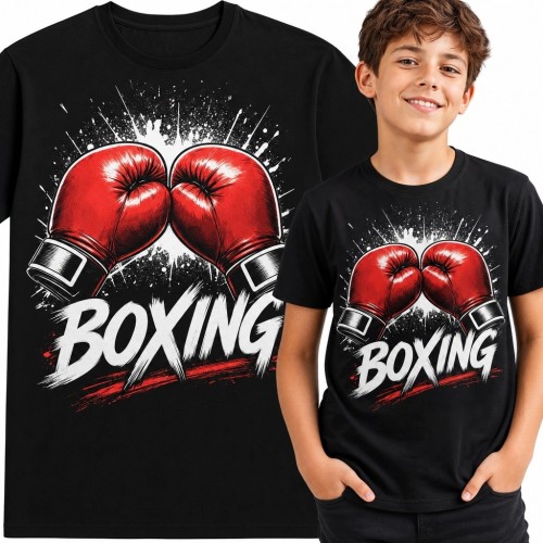 Koszulka chłopięca z rękawicami bokserskimi i napisem „Boxing”
