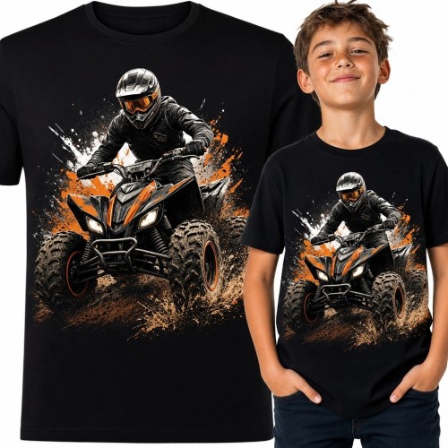 Koszulka chłopięca z quadem off-road - dynamiczna jazda przez błoto