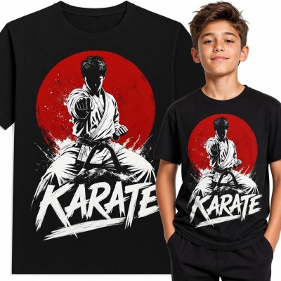 Koszulka chłopięca z karatekiem i napisem „Karate” - sportowy motyw