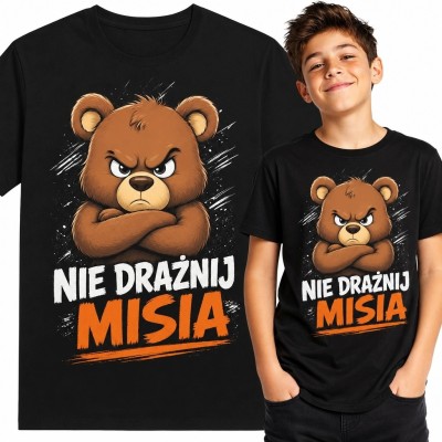 Koszulka chłopięca z groźnym misiem „Nie drażnij misia” - zabawny nadruk