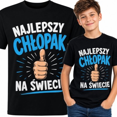 Koszulka chłopięca „Najlepszy chłopak na świecie” - kciuk w górę