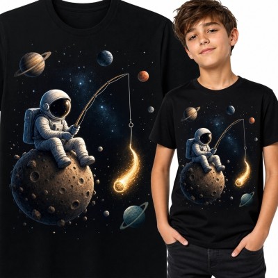 Koszulka chłopięca z astronautą łowiącym kometę - kosmiczna przygoda