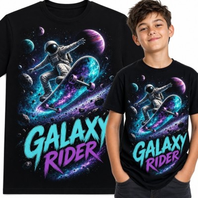 Koszulka chłopięca „Galaxy Rider” - astronauta na deskorolce w kosmosie