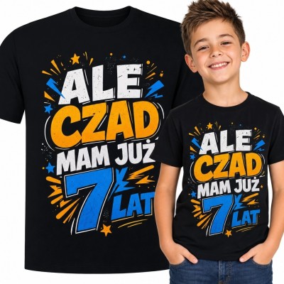 Koszulka chłopięca na 7 urodziny - „Ale czad mam już 7 lat”
