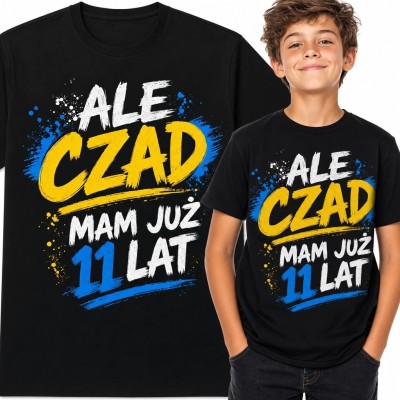 Koszulka chłopięca na 11 urodziny „Ale czad, mam już 11 lat” - graffiti
